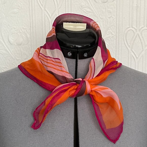 1990's BCBG silk chiffon square scarf - Picture 1 of 2